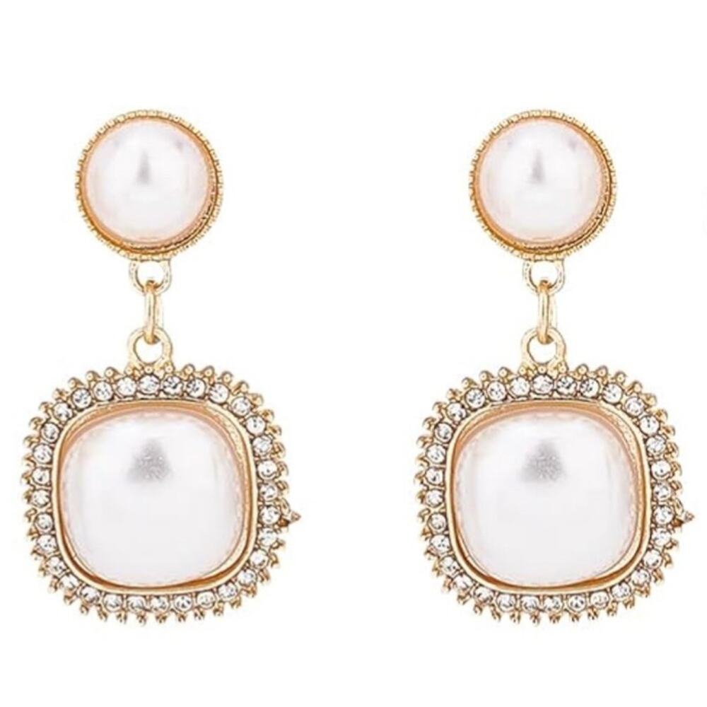 Pearl and Rhinestone Earrings